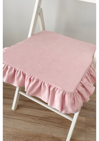 Fırfırlı Pembe Iskandinav Sandalye Minderi
