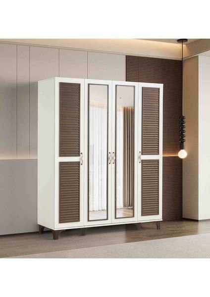 Toprak %100 Mdf 4 Kapaklı Dolap Gardırop