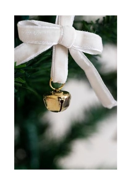 & Stone Yılbaşı Kadife Kurdele Gold Zilli Zincir Noel Çam Ağaç Süsü