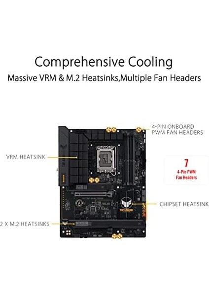 Tuf Gamıng B760-PLUS Wıfı D4 Intel B760 LGA1700 Ddr4 5333 Dp HDMI 3x M2 Usb3.2 Ax Wifi + Bt 2.5gbit Lan Atx 128GB A Kadar Ram Desteği, Asus 5x Tuf Protectıon Iıı
