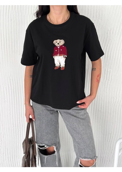 Ayıcık Nakışlı Oversize T-Shirt