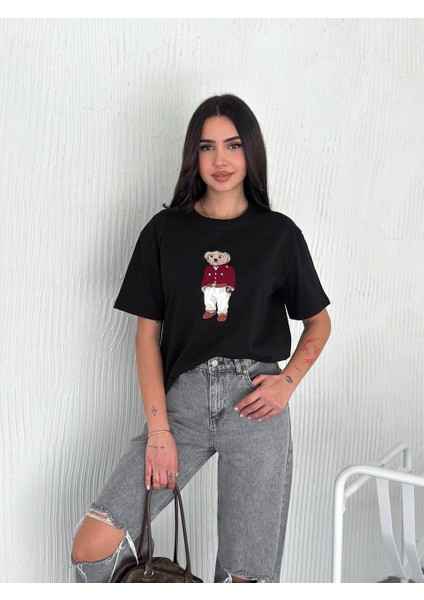 Ayıcık Nakışlı Oversize T-Shirt modelleri