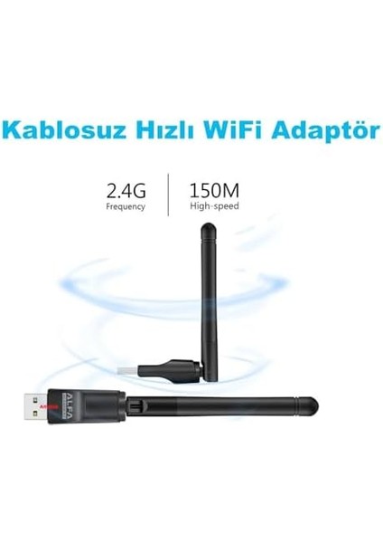 W114 150MBPS 2.4ghz 3dbi USB Antenli Kablosuz Adaptör