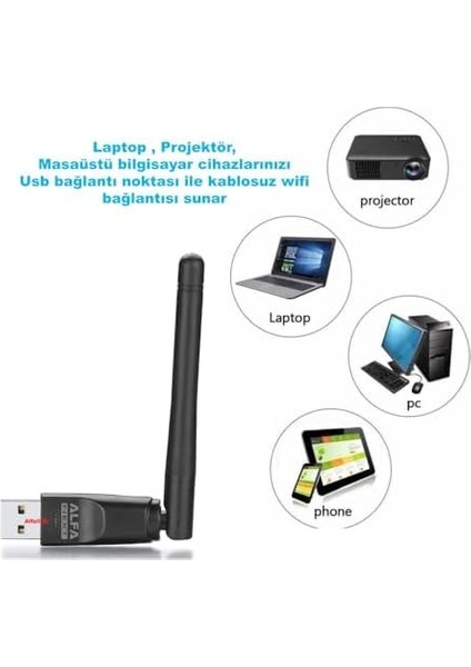 W114 150MBPS 2.4ghz 3dbi USB Antenli Kablosuz Adaptör