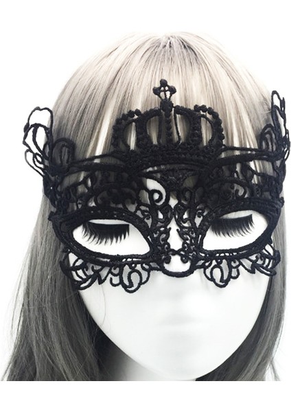 Siyah Renk Dantel Işlemeli Örgülü Parti Maskesi Model 6 GO50603101470