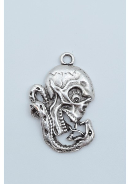 Yılan - Kuru Kafa - Venom Gümüş Kaplama Kolye Ucu