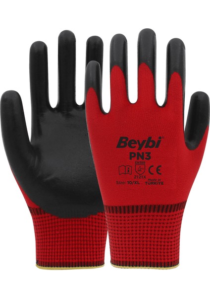 Pn3 Nitril Kaplı Polyester Eldiven - 12 Çift