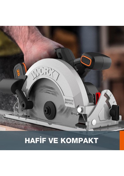 WX520.9 20VOLT 190 mm Kömürsüz Profesyonel Şarjlı Daire Testere (Akü Dahil Değildir)