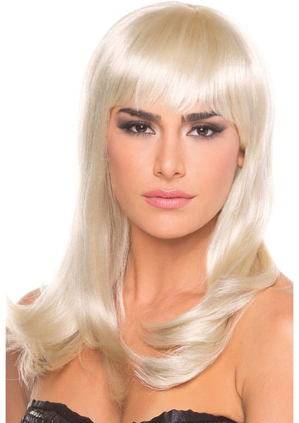 Platin Altın Dore Renk Uzun Düz Parti Peruğu GO50605825930