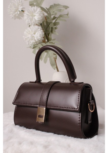 Falerya Kahve Sert Gövdeli Deri Çanta