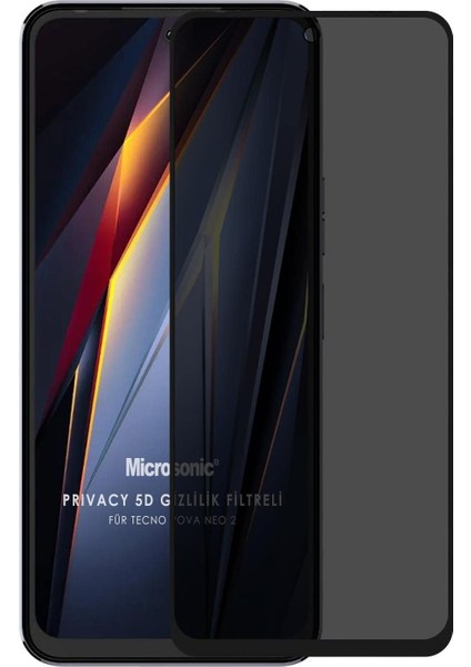 Tecno Pova Neo 2 Privacy 5d Gizlilik Filtreli Cam Ekran Koruyucu Siyah