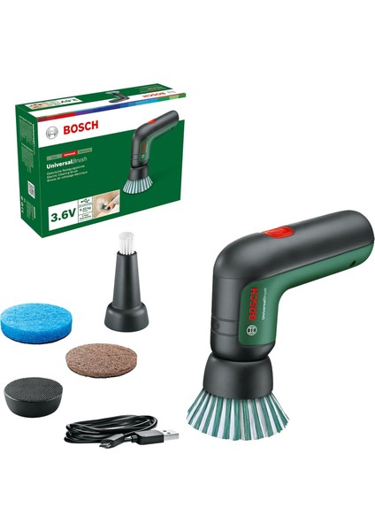 Home And Garden Akülü Elektrikli Temizleme Fırçası Universalbrush (3.6 Ah Dahili Akü, 1 Mikro USB Şarj Cihazı ve 4 Temizleme Aparatı Dahildir, Karton Pakette)