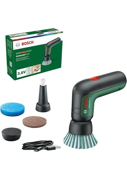 Home And Garden Akülü Elektrikli Temizleme Fırçası Universalbrush (3.6 Ah Dahili Akü, 1 Mikro USB Şarj Cihazı ve 4 Temizleme Aparatı Dahildir, Karton Pakette)