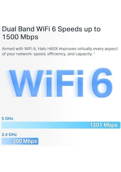 Halo H60X(3-PACK), AX1500MBPS, Dual-Band, Gigabit Portları, 100'E Kadar Cihaz Bağlanabilir, 550 M²'ye Kadar Kapsama, Akıllı Bağlantı, Mobil Uygulama ile Kolay Kurulum, Wi-Fi 6 Mesh Sistemi