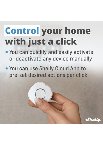 Button 1 x Wifi Cihazı, Çok Yönlü, Şarj Edilebilir Lityum Pil, Otomasyon Oluşturmak Için, Amazon Alexa ve Google Home ile Uyumlu, Beyaz