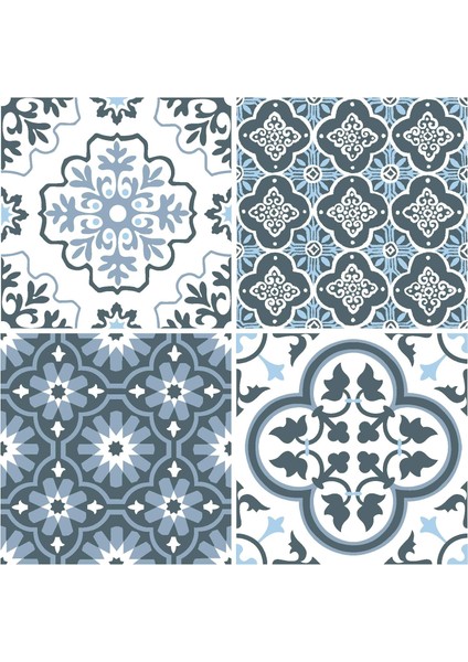 Wallpops FP2951 Leyton Peel & Stick Floor Tiles Yer Karosu, Mavi