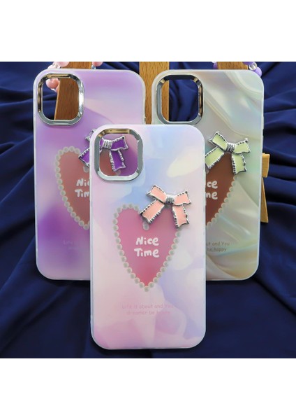 Iphone 16 Uyumlu Kalp Kurdeleli Elgeçli Lüks Silikon Kılıf fiyatları