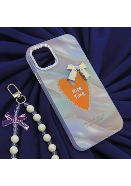 Iphone 11 Uyumlu Kalp Kurdeleli Elgeçli Lüks Silikon Kılıf