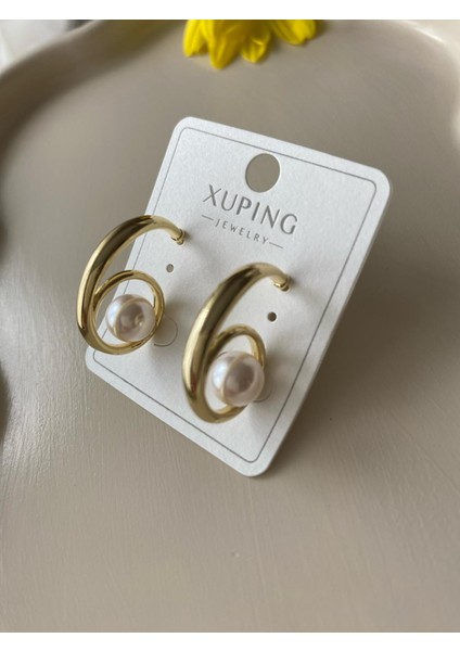 Sarmak İncili Gold Küpe