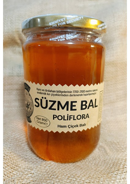 Kars Süzme Çiçek Balı Polifloralı Katkısız Polenli Ham Bal Net 850 Gram