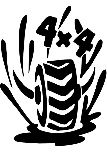 Autosticker^#4 x 4 Çamurlu Tekerlek Sticker (Oto-Motor-Laptop-Duvar-Dekor) 20 x 26 cm