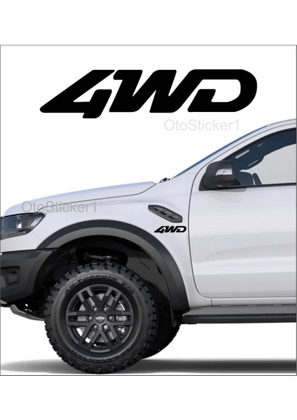 AUTOSTICKER^#4WD Off Road 4x4 Sağ Sol Oto Sticker 2 Adet 15 x 4 cm