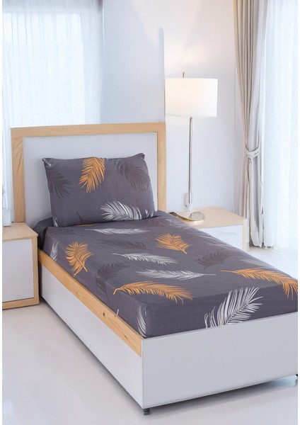 Pes Lastikli Çarşaf Seti Tek Kişilik Olivia Altın-Gri