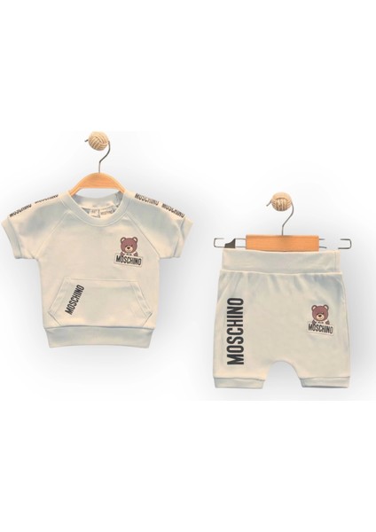 Baby Marka Moşino Desen Interlok Şortlu Ikili Takım Unisex 6-24 Ay