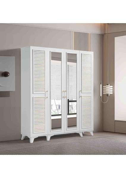Ege %100 Mdf 4 Kapaklı Dolap Gardırop