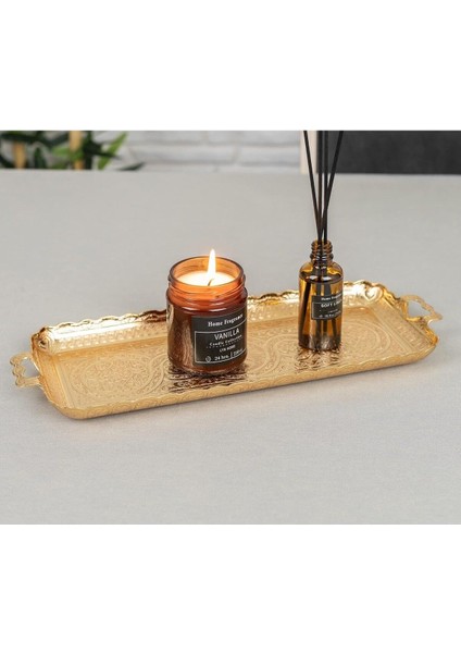 Tepsi Döküm Tepsi Kahve Çay Içecek Servis Dikdörtgen Tepsi 2 Kişilik 33X14CM Kulplu