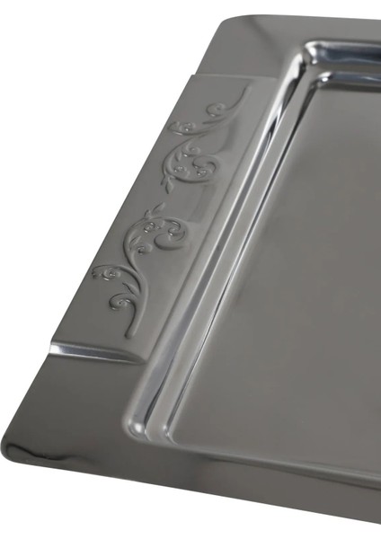 Tepsi Ikramlık Sunumluk Servis Çay ve Kahve Tepsisi 6 Bardaklık Paslanmaz Çelik modelleri