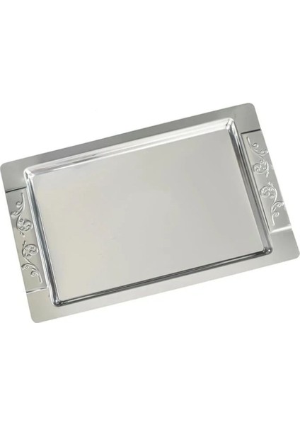 Tepsi Ikramlık Sunumluk Servis Çay ve Kahve Tepsisi 6 Bardaklık Paslanmaz Çelik fırsatları