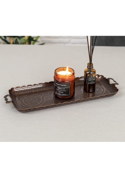 Tepsi Döküm Tepsi Kahve Çay Içecek Servis Dikdörtgen Tepsi 2 Kişilik 33X14CM Kulplu