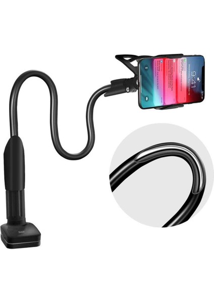 Esnek ve dayanıklı telefon tutucu, şık tasarım, pratik kullanım, siyah renk fiyatları