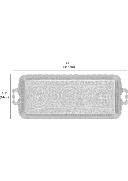 Tepsi Döküm Tepsi Kahve Çay Içecek Servis Dikdörtgen Tepsi 2 Kişilik 33X14CM Kulplu