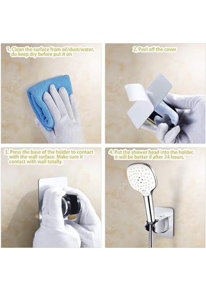 Home Yapışkanlı Krom Duş Askısı,banyo ve Duşa Kabin Için Yapışkanlı Mafsal,duş Başlığı Tutucu