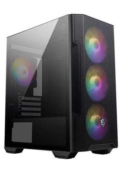 Msı Mag Forge M100R Temperlı Cam 3X120MM 1X120MM Argb Fan Psu Yok Matx Gamıng Siyah Kasa
