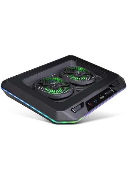 Gaming GT200 Laptop Soğutucu Notebook Stand, 3000 Rpm,10 Rgb Işık Kontrolü, 15.6-17 Inch, Hız Kontrolü, 2 Büyük Fan,telefon Standı, 1 Type-C Usb,1 USB