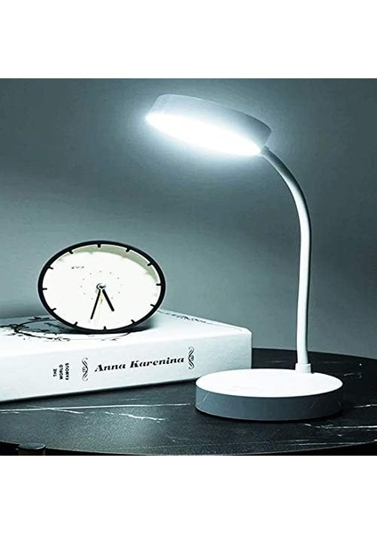 Dekoratif Dokunmatik D1931 Şarjlı 38 cm LED Masa Lambası Eve Ofis Çalışma Masası Fonksiyonel Lamba 3 Farklı Işık Tonu Ayarlanabilir