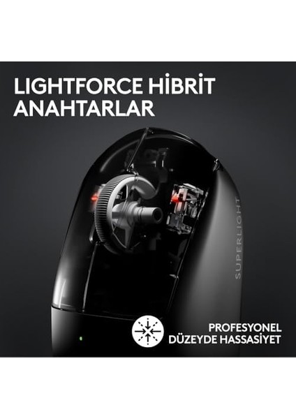 G Pro x Superlıght 2 Lıghtspeed Kablosuz Oyuncu Mouse, Hafif, Lıghtforce Hibrit Anahtarlar, Hero 2 Sensör, 32,000 Dpı, 5 Programlanabilir Tuş, Usb-C Şarj, Pc & Mac, Beyaz