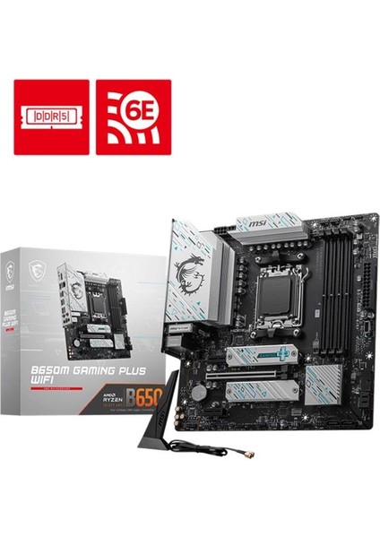 Msı B650M Gamıng Plus Wıfı Ddr5 6400MHZ 1xhdmı 1xdp 2xm.2 USB 3.2 Am5 Matx (Amd Am5 8000/ 7000 Seris Işlemci Uyumlu )