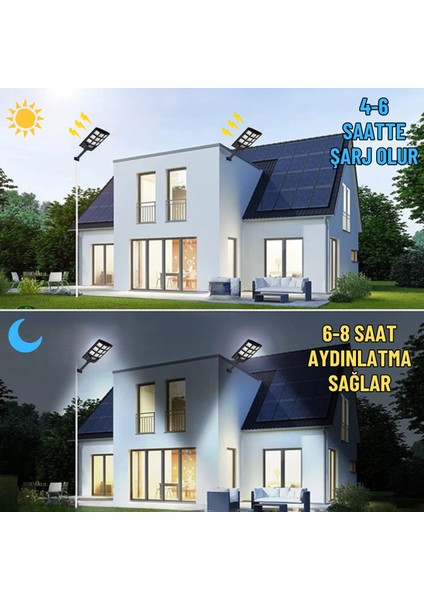 Solar Aydınlatma Güneş Enerjili Lamba 100W Kumandalı 108 LED Bahçe Sokak Aydınlatma Lambası 6V/30W