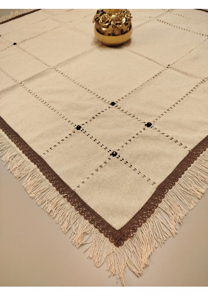 El Işi Dantelli Otantik Antika Işli Buldan Cendere 105X105 cm Masa Örtüsü
