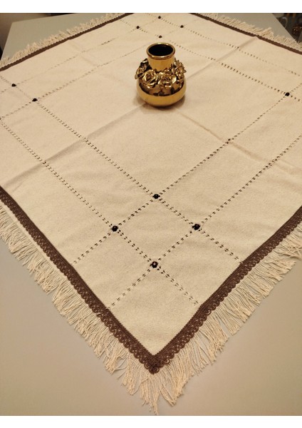 El Işi Dantelli Otantik Antika Işli Buldan Cendere 105X105 cm Masa Örtüsü