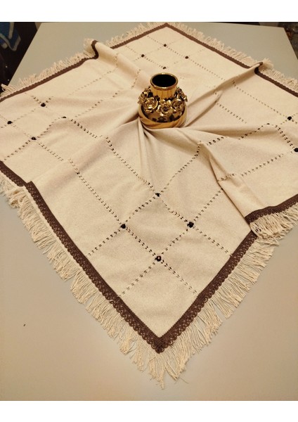 El Işi Dantelli Otantik Antika Işli Buldan Cendere 105X105 cm Masa Örtüsü