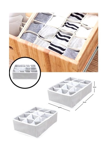 12 Bölmeli Pratik Bölmeli Çekmece Düzenleyici Organizer ( Iç Çamaşırı Kravat Çorap Düzenleyici )