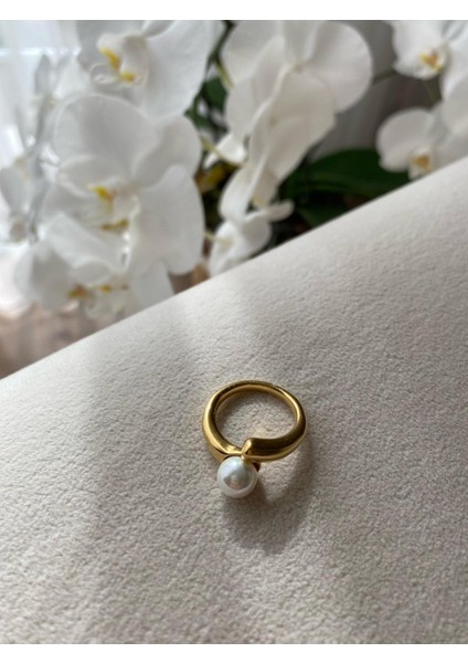 Ayarlamalı Incili Gold Yüzük modelleri
