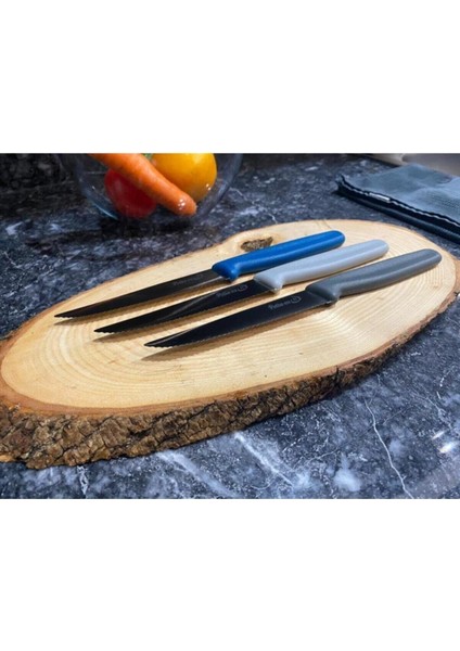 Tırtıklı 21,5 cm Mavi, Koyu Gri ve Gri 3lü Bıçak Seti fırsatları