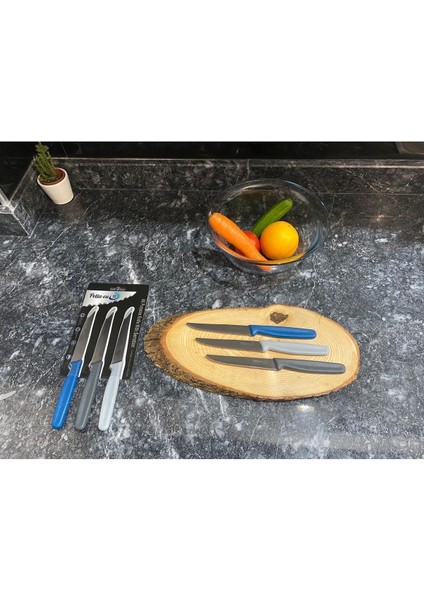 Tırtıklı 21,5 cm Mavi, Koyu Gri ve Gri 3lü Bıçak Seti indirimleri