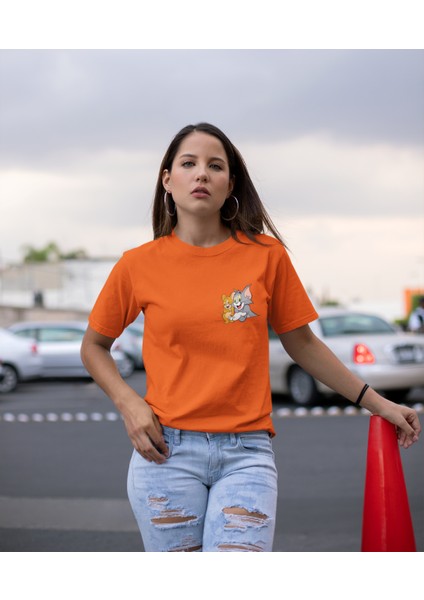 Tom ve Jerry Dost Baskılı Unisex T-Shirt